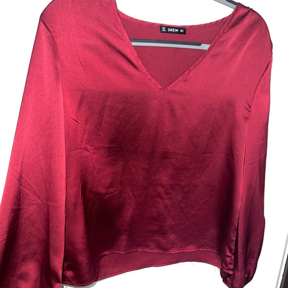SHEIN Large Burgundy Silky Blouse